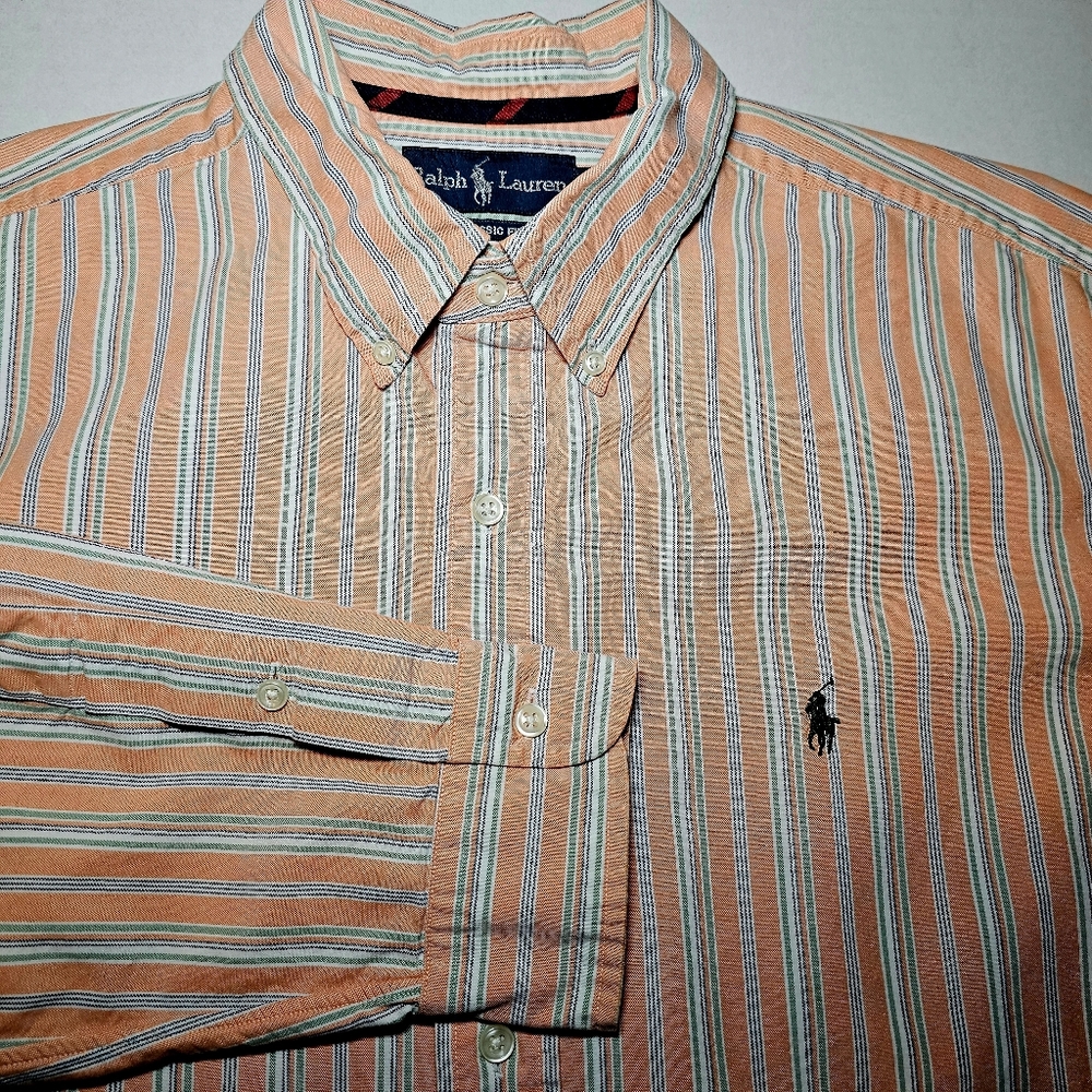 Ralph Lauren Men's Shirt XL Classic Fit Striped Shirt Long Sleeve Pony Logo